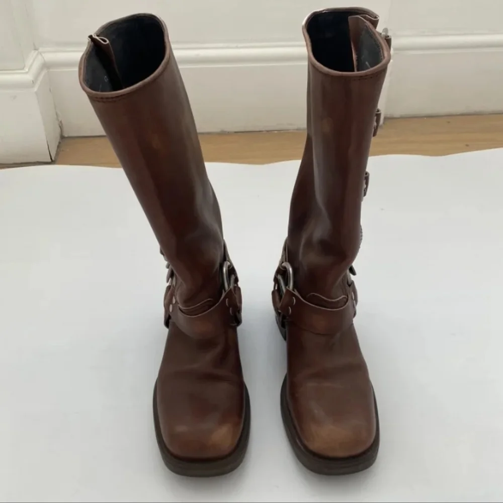 Miu Miu Harness Buckle Boots Brown Leather - Picture 8 of 11